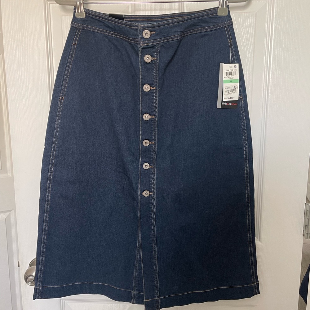 Denim Mid-Rise Skirt